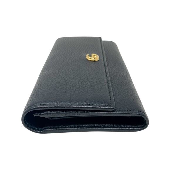 Gucci GG Marmont Gold Logo Black Pebbled Textured Leather Continental Wallet - Picture 4 of 8
